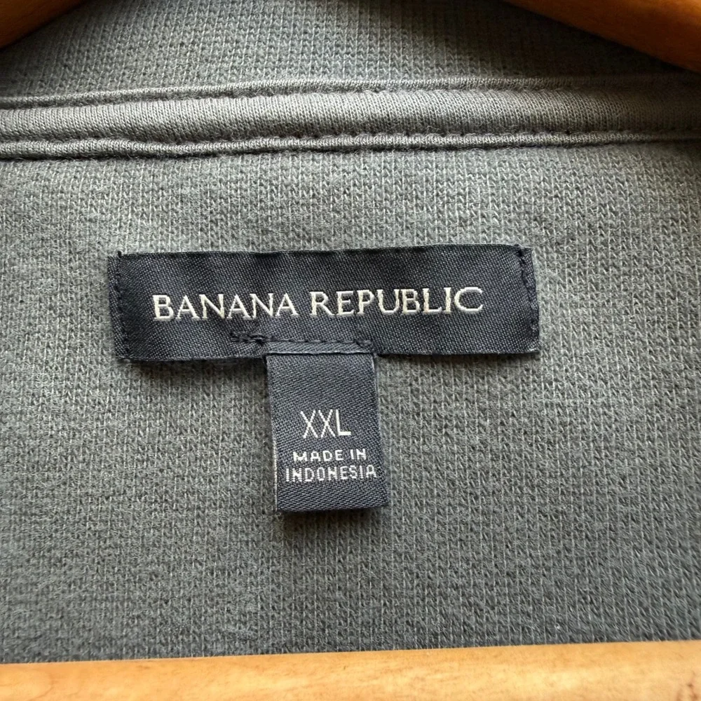 Banana Republic Mens XXL Olive Green Quarter Zip Pullover Sweatshirt Mock Neck